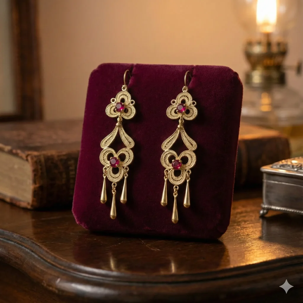 Pendientes largos de baño de oro