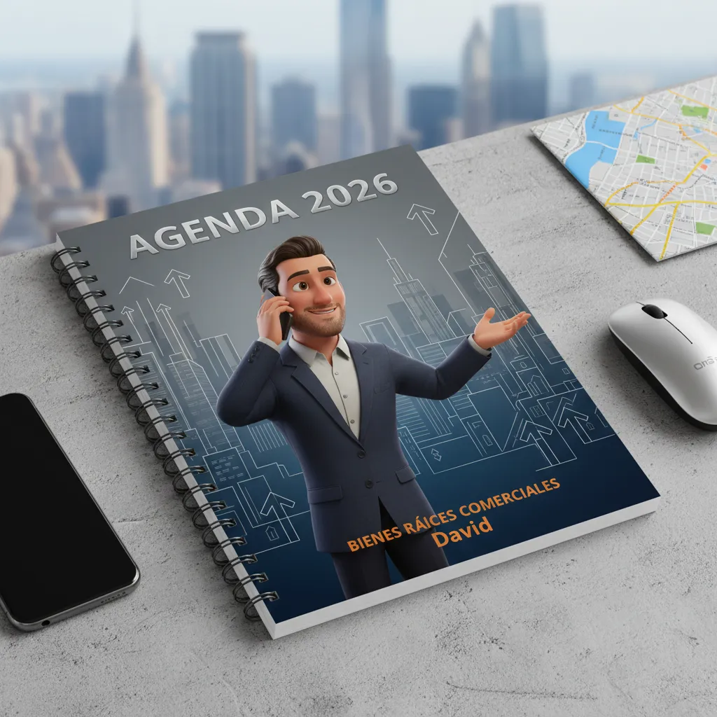 Set de regalo para profesionales inmobiliarios con libreta y taza personalizada.